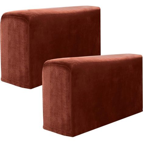 Lot de 2 housses d'accoudoirs, housses d'accoudoir de fauteuil, canapé, fauteuil inclinable en élasthanne antidérapant (café) (1/5)