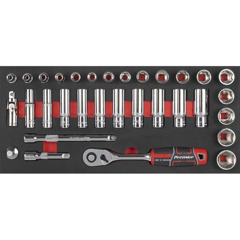 Sealey TBT41 Socket Set with Tool Tray 3/8""Sq Drive 32pc