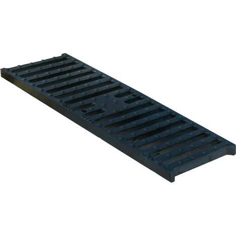 First Plast – Grille caniveau classe C250 – Fonte noire – Dimensions 200 x 500 mm – Résistance groupe 3 – Section passage eau 370 cm²