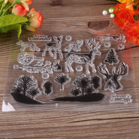 Tampon silicone transparent pour scrapbooking, sceau DIY, décoration cartes photo, cartes postales, kit de timbres clairs autocollants (1/5)