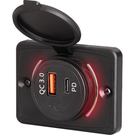 Cargador para coche: cargador USB rápido personalizado para vehículos y barcos, de 12V a 24V, apto para camiones y autobuses de gran tamaño.