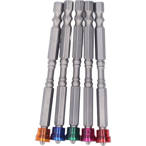 Ensemble de 5 embouts de tournevis magnétiques à anneau, tige hexagonale 1/4 po, acier allié, pour visseuse électrique (1/5)