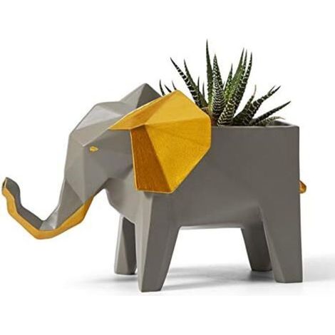 Planteur Éléphant - Résine - 17 cm - Décoration Intérieure Bureau Chambre Salon - Cadeau Noël Anniversaire - 1 Pièce (1/5)