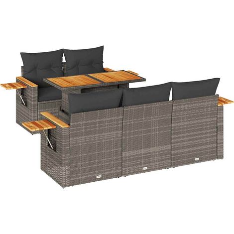 Maison Exclusive - 6-tlg. Garten-Sofagarnitur mit Kissen Grau Pol (1/5)