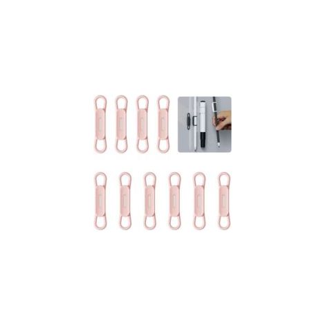 Confezione da 10 clip magnetiche in silicone per penne. Ideali per penne gel o pennarelli cancellabili a secco, compatibili con scrivanie, frigoriferi e lavagne bianche (Rosa) - Crezuo