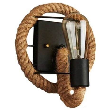 Vintage-Retro-Wandleuchte in Form eines amerikanischen Hanfseils – Industrielle Eisenlampe – Für Bars, Lofts, Restaurants, Flure, Balkone (ohne Leuchtmittel) [Energieklasse]