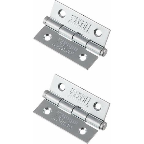 Juego de 2 bisagras planas de acero galvanizado – Apertura de 180° – Dimensiones 40 x 30 mm – Se atornillan para muebles y armarios (1/2)