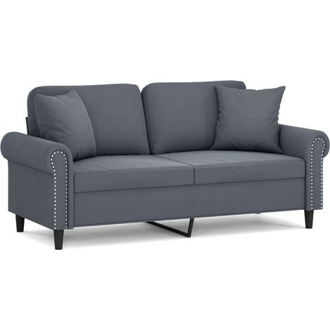 Maison Exclusive - Divano a 2 Posti con Cuscini Grigio Scuro 140 cm in Velluto
