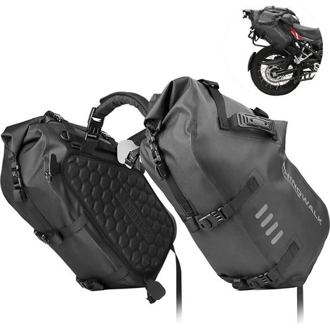 Satteltasche Motorrad 48L 2x24L Wasserdicht Hecktasche Schwarz 48l (1/5)