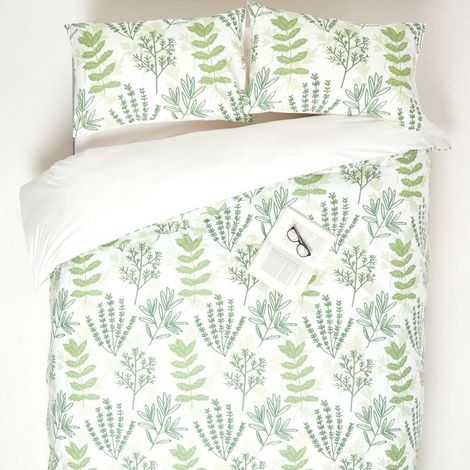 HOMESCAPES Botanical Digitally Printed Cotton Duvet Cover Set, Super King (1/5)