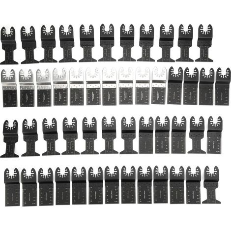 Juego de 50 hojas de sierra oscilante: kit versátil para corte e impacto, acero endurecido, compatible con todas las herramientas oscilantes.