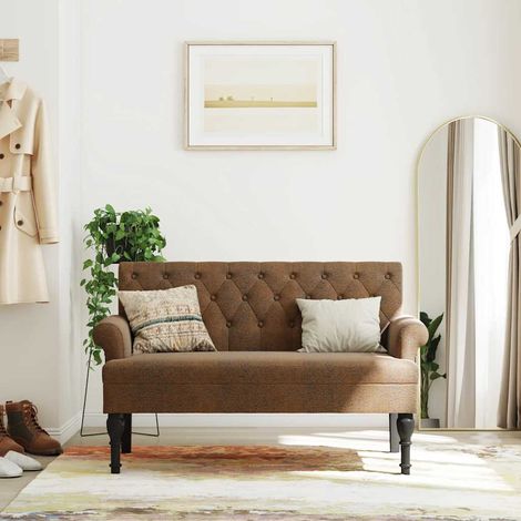 vidaXL Banc avec dossier marron 120x62x75,5 cm similicuir daim (1/5)