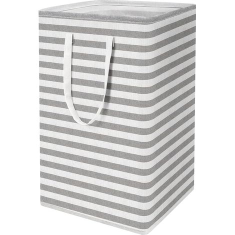 Online Store - Grand sac à linge - Panier à linge indépendant et imperméable avec poignée extensible - Panier à linge haut et pliable à rayures (1/5)