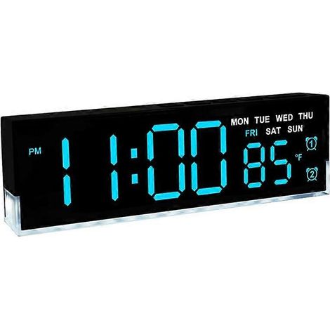 Réveil numérique LED 7 pouces, double alarme, rétroéclairage inférieur Affiche l'heure, la date, le jour de la semaine et la température Luminosité automatique à trois niveaux (1/5)