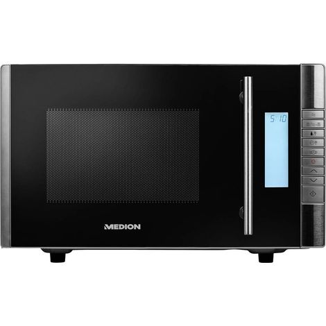 Medion MD 14482 Micro-ondes acier inoxydable, noir 800 W fonction grill, avec écran, fonction minuteur (1/4)