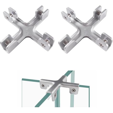 JSSEVN-2 Pièces 8mm Pince à Verre, Supports de Serrage Réglables pour Verre, Clip de Fixation du Verre, pour Verre de 2-7 mm D'épaisseur, Forme de Croix (1/5)