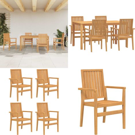 Set da Pranzo per Giardino 5 pz in Legno Massello di Teak - Tavolo da pranzo in legno - Sedie da giardino