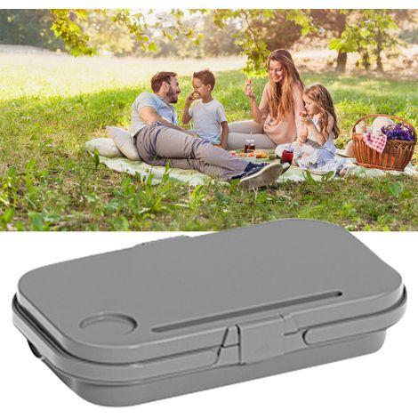 Boîte de rangement pliable de camping haute capacité avec couvercle, idéale pour les pique-niques, le camping et les voyages (gris). (1/5)