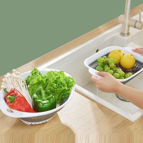 2 pièces panier évier pliable en silicone pour lavabo panier à légumes et fruits pour lavage économise l'espace (1/4)