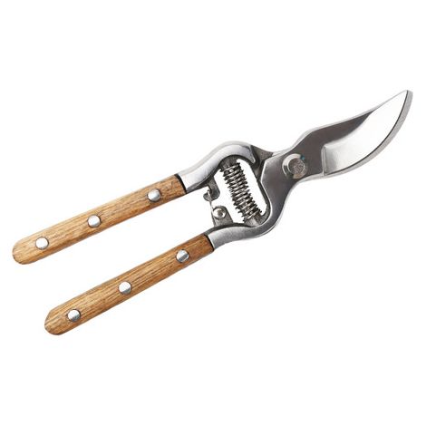 Forbici da potatura portatili con comoda impugnatura per la potatura degli alberi, manico in legno e lama affilata.