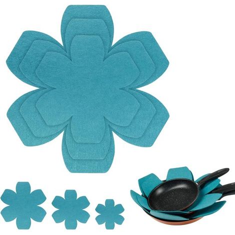 Juego de 6 protectores para sartenes - Fieltro, protección apilable para sartenes para evitar arañazos - 15/20/25 cm (1/5)