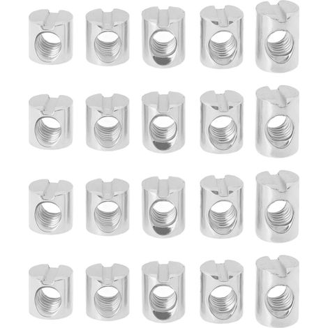 Pièces écrou Barillet Meuble écrou Boulon Acier Zingué Goujon Transversal Réparation D'incrustation Meubles Lit Boulon Goujon Fendu Chaise Lit Armoire Fixation Connexion (1/5)