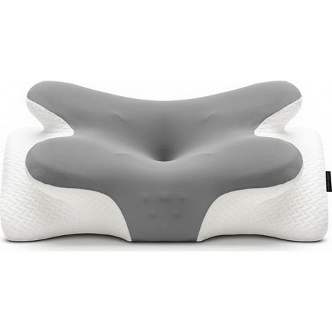 Oreiller Ergonomique Cervical, Oreiller Papillon à Mémoire de Forme pour Le Cou, Coussin Confortable pour Dormir sur Le Côté et sur Le Dos, Grey (1/5)