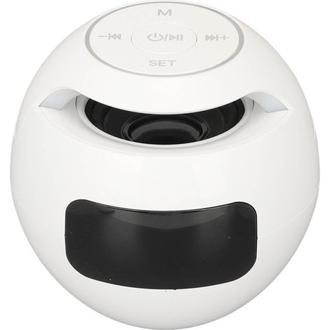 Enceinte Bluetooth colorée en forme d'horloge, mini enceinte portable pour la maison, ronde et compacte, enceinte pour ordinateur, blanche. (1/5)
