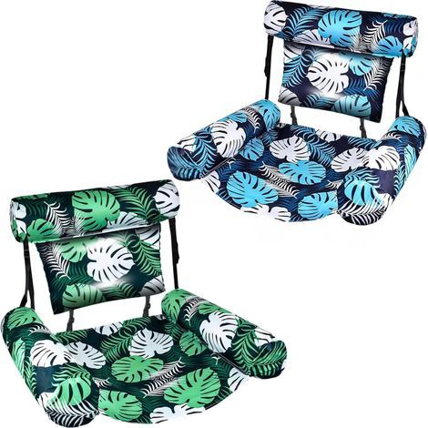 Set mit 2 aufblasbaren Poolmatratzen, bequemen Schwimmstühlen, Wasserhängematten für Erwachsene, Sommerurlaub am Strand (1/5)