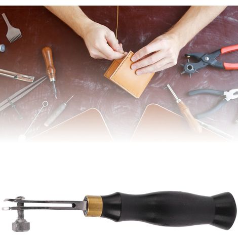 Manche en ébène, ciseau à bords réglable en acier inoxydable, outil de marquage pour cuir, presse à main DIY, épaisseur 0,5 mm (1/5)