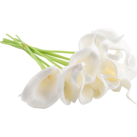 Set mit 20 künstlichen weißen Calla-Lilien aus weichem Latex zur Dekoration von Haus und Küche. (1/5)