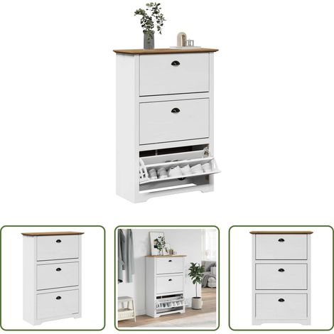 Schuhablage - Schuhregal BODO Weiß und Braun 80x35x118 cm (1/5)