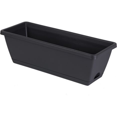 Pot de plantation pour légumes - Pot rectangulaire en plastique de 43 cm (17 pouces) avec drainage et soucoupe - Pot paresseux res (1/5)
