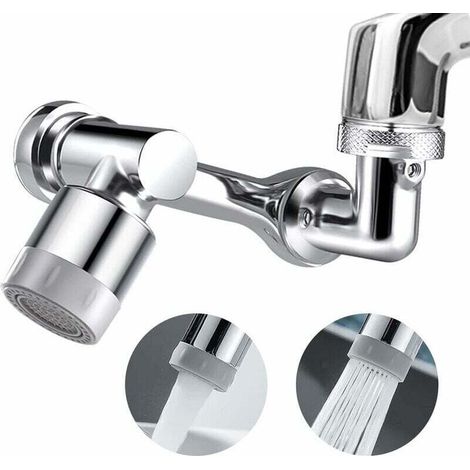 1080° Swivel Faucet Aerator, Kitchen Faucet Pull-Out Sprayer with 2 Spray Modes, Universal Solid Brass Faucet Nozzle Accessories, Bathroom Sink Faucet Aerator (1/4)