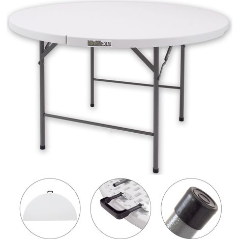 Klapptisch rund Ø 120 cm Höhe 74 cm Kunststoff / Stahl pulverbeschichtet Campingtisch Partytisch (1/5)