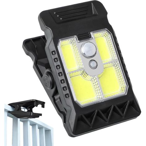 Lampes solaires d'extérieur – Lampe à clip avec détecteur de mouvement 300 lm, lampe LED compacte, étanche, allumage automatique avec batterie rechargeable Parfait pour jardin, cour, tronc, allée (1/5)