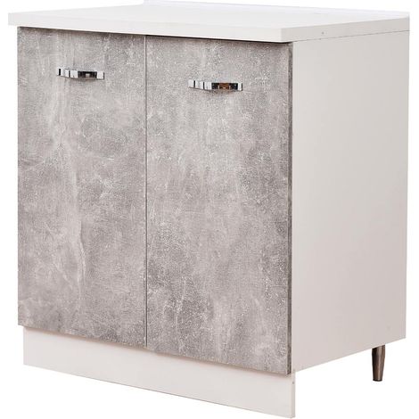 Mobile Base per Cucina Componibile Colore Grigio Cemento con 2 Ante 2 Scomparti