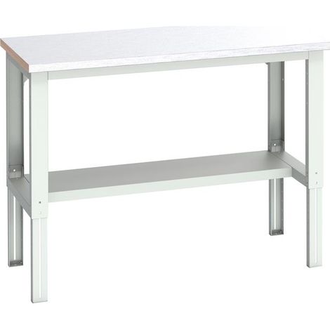 Bott 41003655.16V Cubio Adjustable Bench with Half Shelf, Steel Clad Top 1500 x 750mm