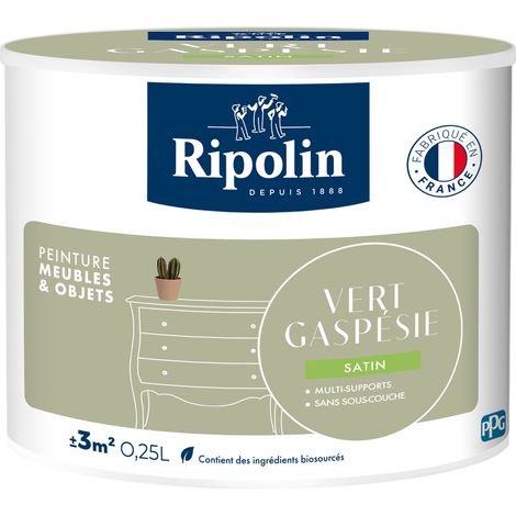 Peinture Meuble & Objet - Satin - 0,25L - Vert gaspesie - Ripolin (1/5)