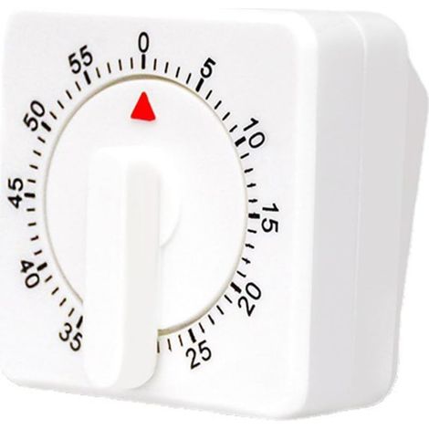 Horloge de Cuisine Mécaniques Carrés de 60 Minutes, Horloge de Minuterie de Cuisine de Chef - Blanc (1/5)