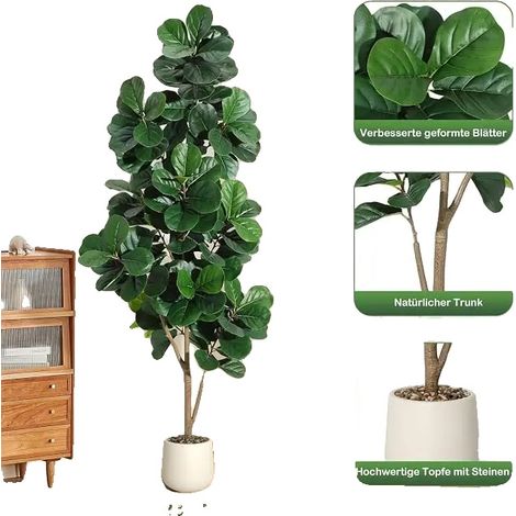 Plantas artificiales, diseño realista, decoración versátil para interiores, 210 cm (1/2)