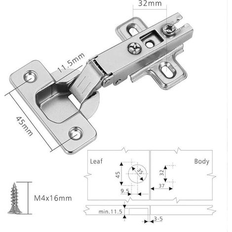 Bisagra de puerta de cocina superpuesta de 2 piezas, ángulo de apertura de 110° para puerta de armario, bisagra para puerta de armario de cocina (1/5)