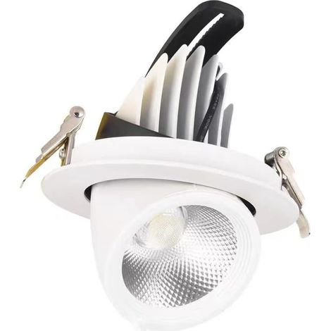 JSSEVN - Focos LED empotrables de techo de 30 W con bombilla COB tipo ojo de buey, foco de techo inclinable y giratorio ajustable, luz blanca empotrada para cocina y dormitorio. (1/5)