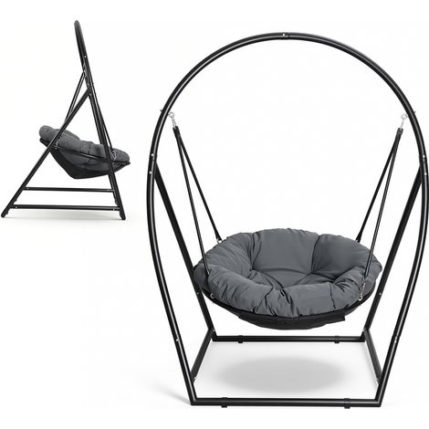 TolleTour Hängesessel mit Gestell Kissen - Hängestuhl höhenverstellbar - Hängeschaukel Outdoor & Indoor - Korbhängesessel bis 150kg - Hängekorb Schaukel Garten XXL