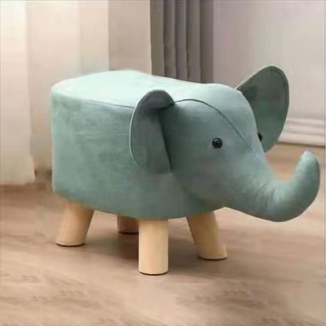 Tabouret bas mignon et tendance, parfait pour les enfants paresseux, pour un usage domestique, tabouret à chaussures à motif animalier, design éléphant vert. (1/5)