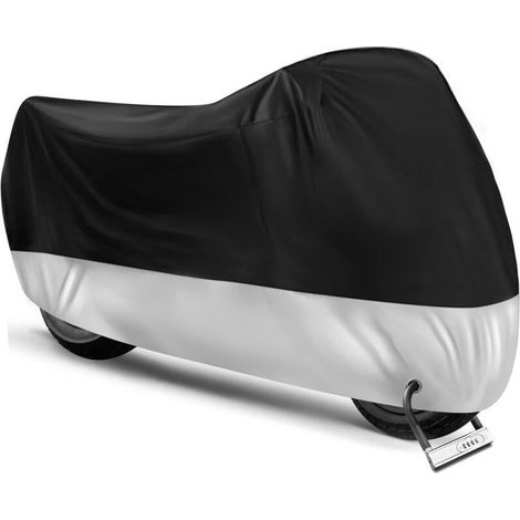 190T Housse de Moto Exterieur 3XL,265X105X125cm,Couverture Imperméable en Polyester Résistant aux Déjections d'oiseaux, à l'eau, à Poussière/Neige/Pluie/Vent/Feuilles (1/5)
