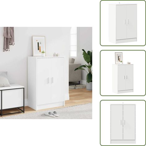 Muebles modernos - vidaXL Mueble zapatero de madera contrachapada blanco 60x35x92 cm - Muebles de madera