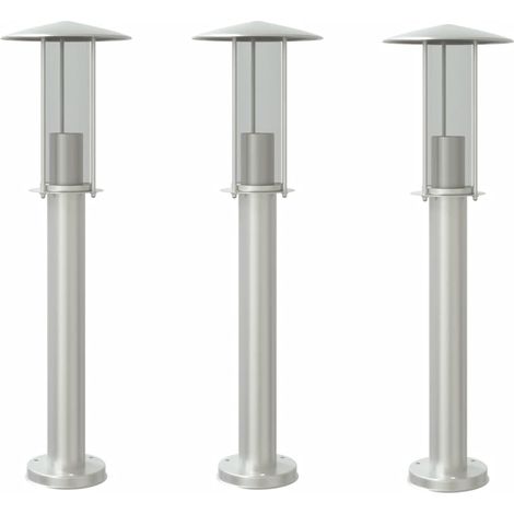 Lampade da terra per esterno 3 pz argento 60 cm acciaio inox Argento 020042560