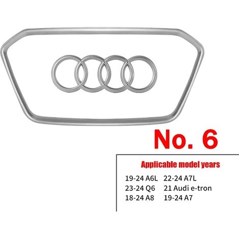 (N° 6 Argent mat) Bande adhésive brillante avec logo pour volant automobile, plaquée or, compatible avec Audi A3, A4, B8, 8P, B9, 8V, A5, A6, C7, A7, Q3, Q5 et Q7. (1/4)