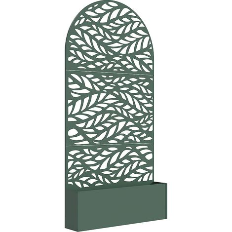 Fioriera da appoggio con griglia a motivo L90 x P33 x H180 cm Verde mandorla - CLYNEO (1/4)